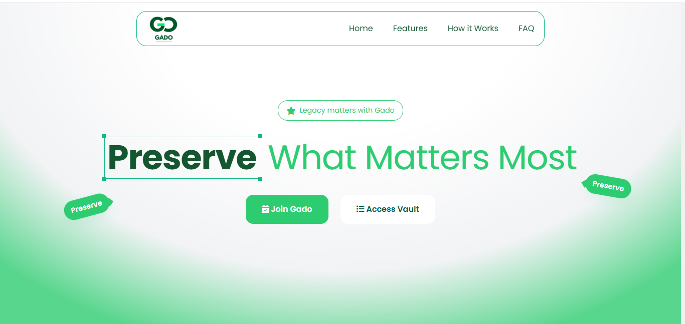 Gado - Inheritance Platform Website screenshot